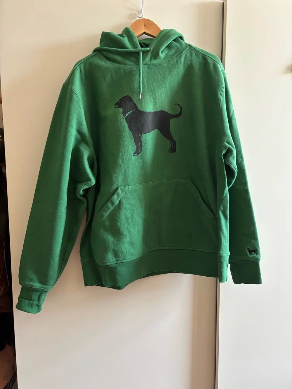 The Black Dog Green Hoodie with Black Dog Graphic size LARGE